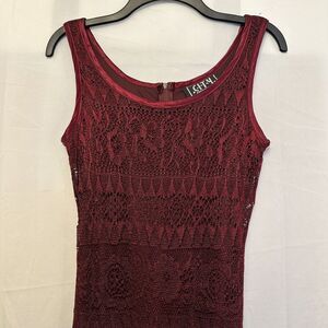 City‎ Triangles Size 5 Burgundy Red Crochet Bodycon Maxi Dress Vintage 90s